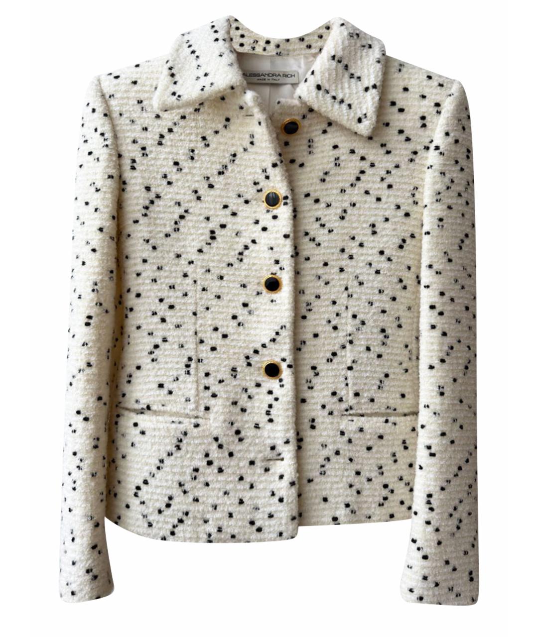 ALESSANDRA RICH Белый шерстяной жакет/пиджак, фото 1