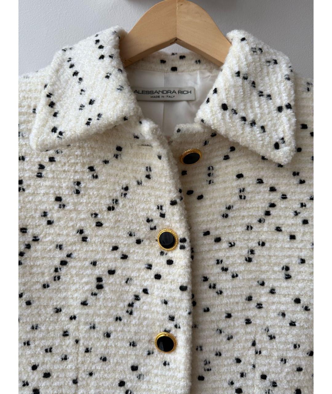 ALESSANDRA RICH Белый шерстяной жакет/пиджак, фото 3