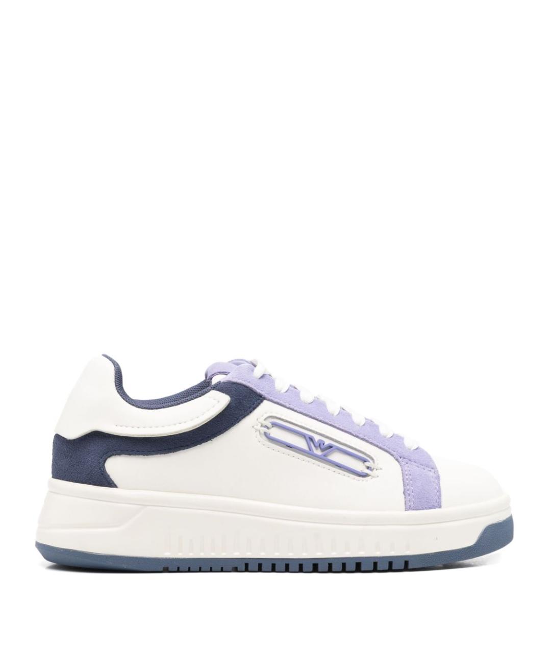 EMPORIO ARMANI Фиолетовые кожаные кроссовки, фото 1
