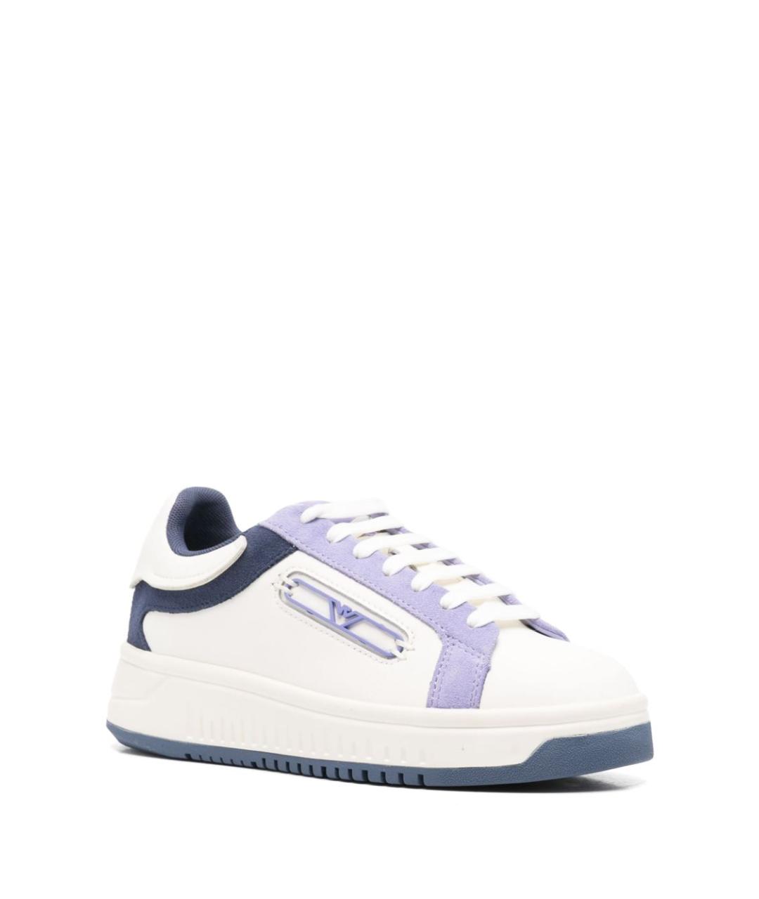 EMPORIO ARMANI Фиолетовые кожаные кроссовки, фото 2
