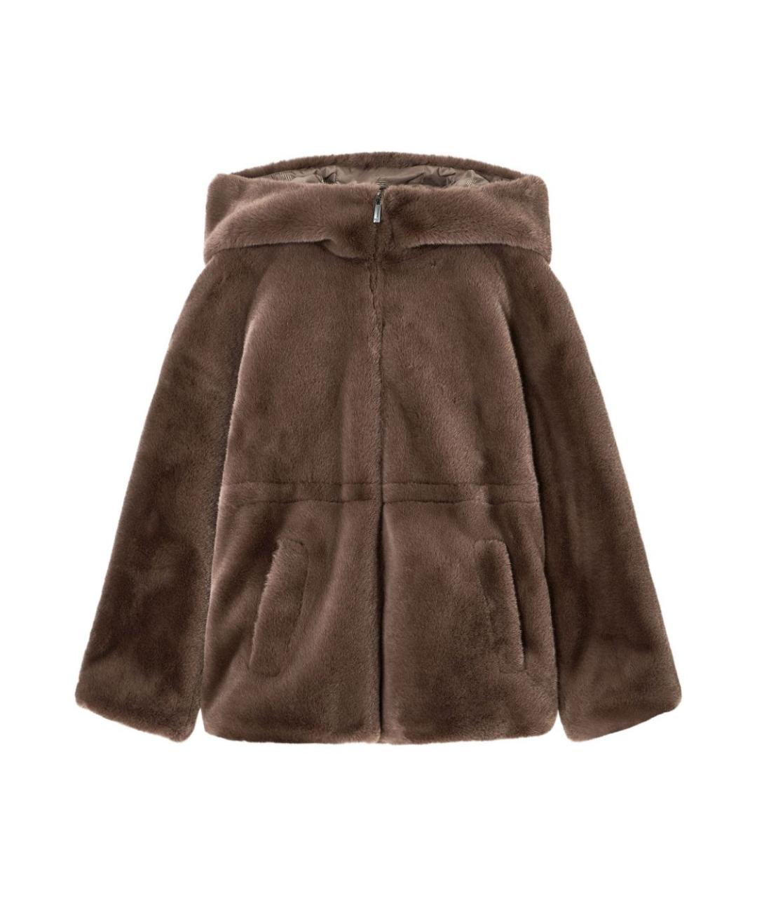 EMPORIO ARMANI Коричневое полиэстеровое пальто, фото 1