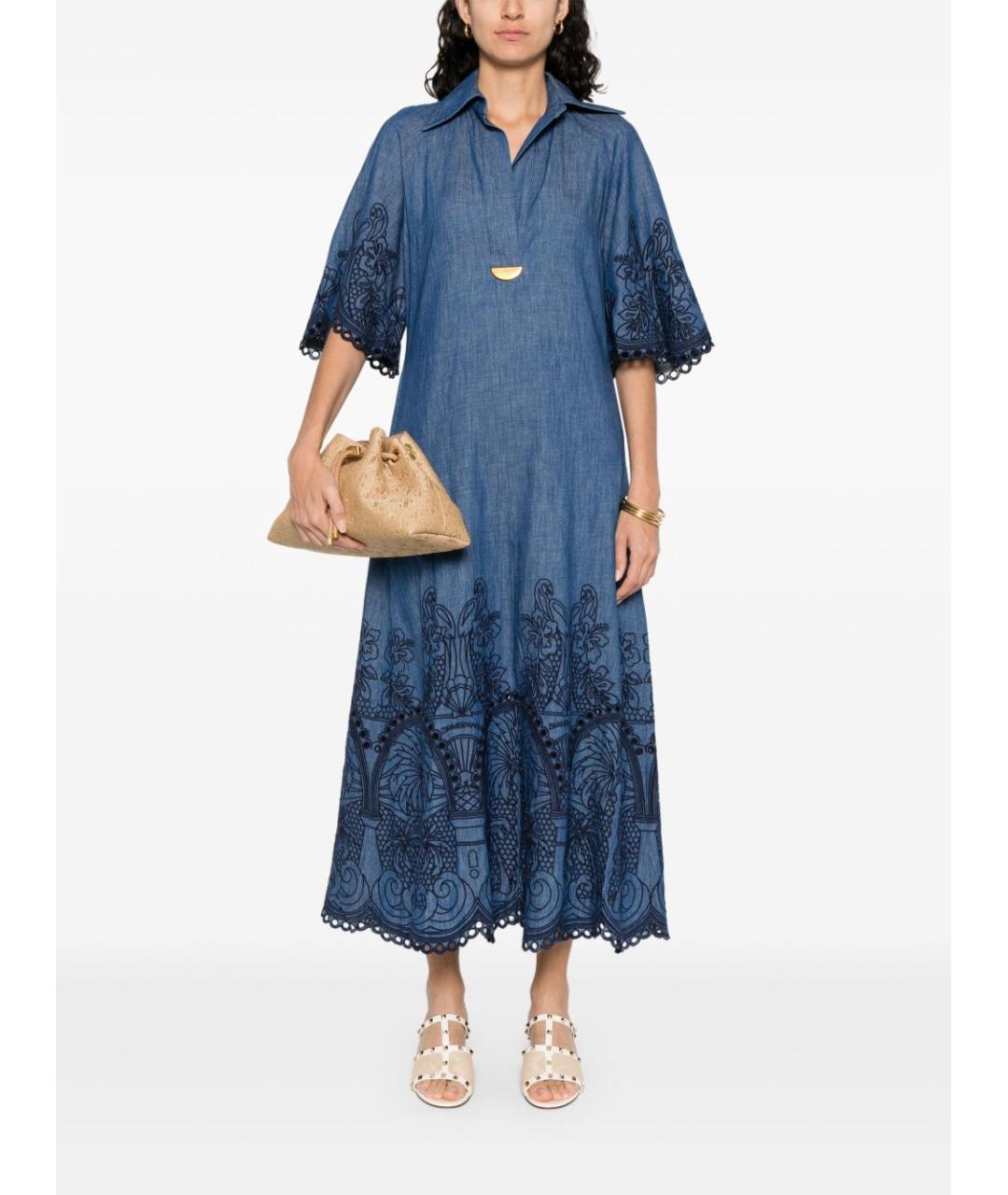 ZIMMERMANN Синее хлопковое повседневное платье, фото 2