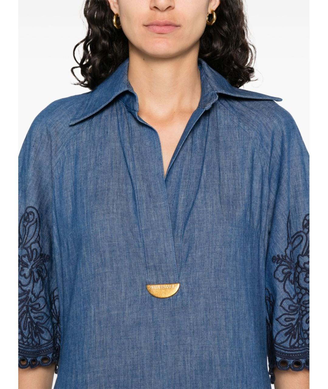 ZIMMERMANN Синее хлопковое повседневное платье, фото 5