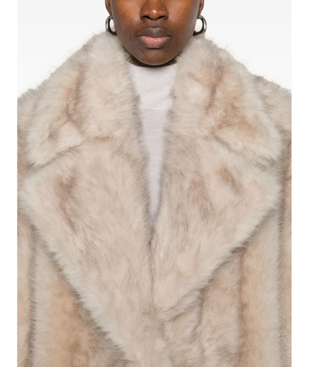 SPORTMAX Бежевая полиэстеровая шуба, фото 4