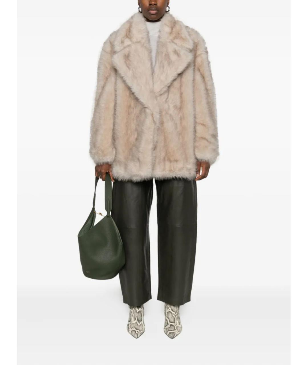 SPORTMAX Бежевая полиэстеровая шуба, фото 3