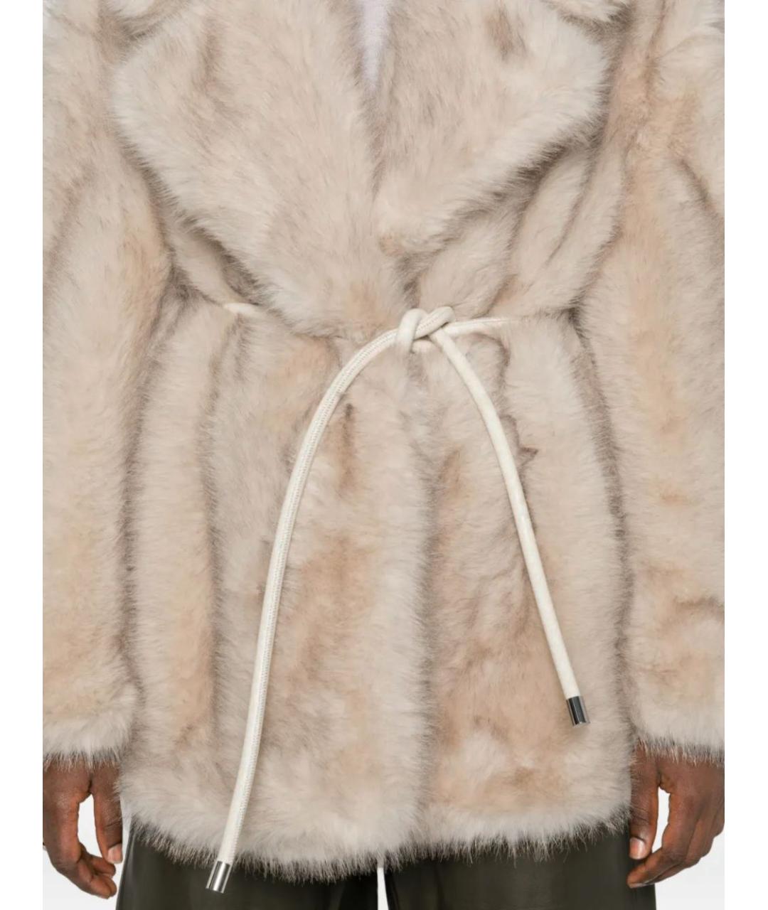 SPORTMAX Бежевая полиэстеровая шуба, фото 2