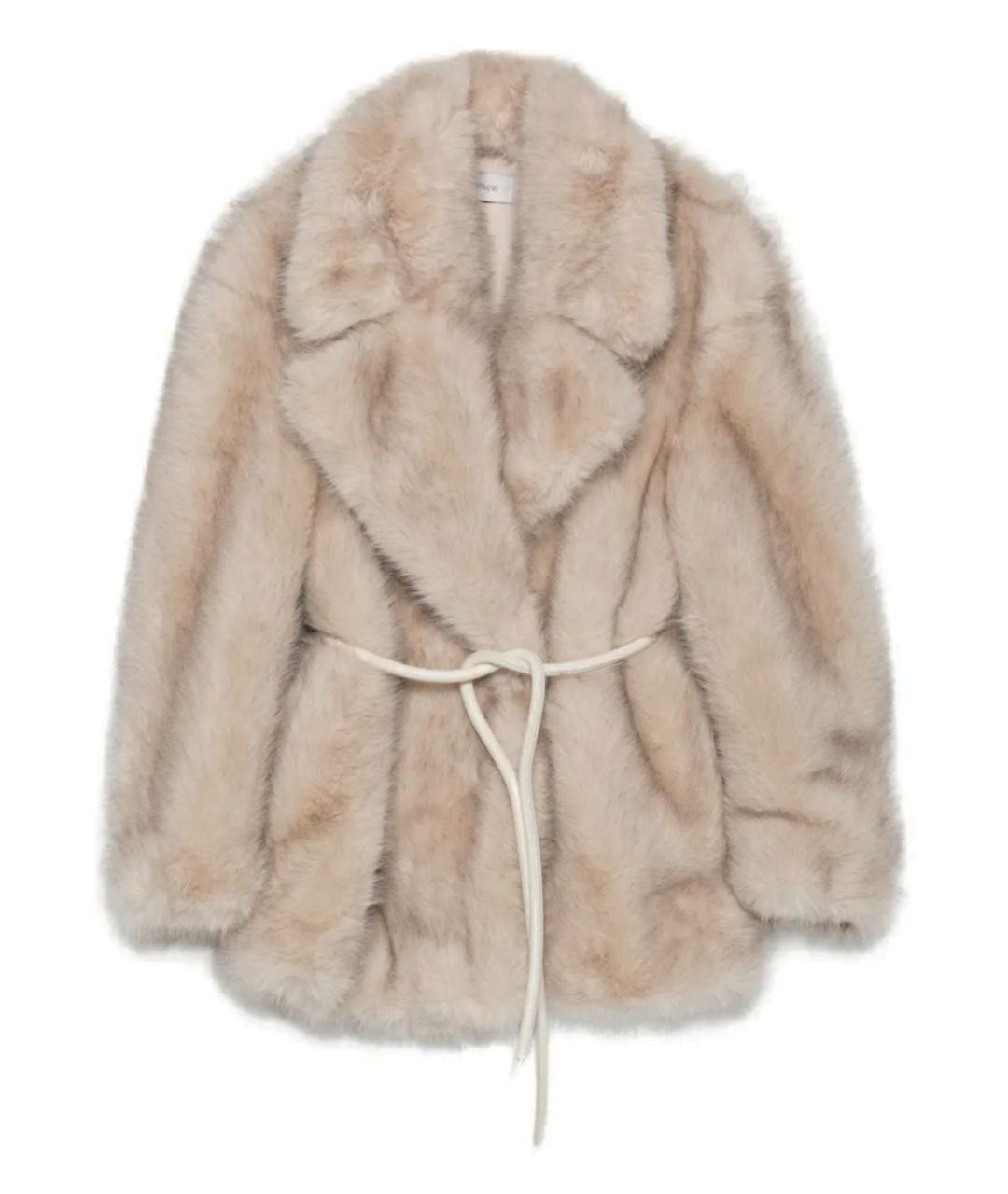SPORTMAX Бежевая полиэстеровая шуба, фото 1