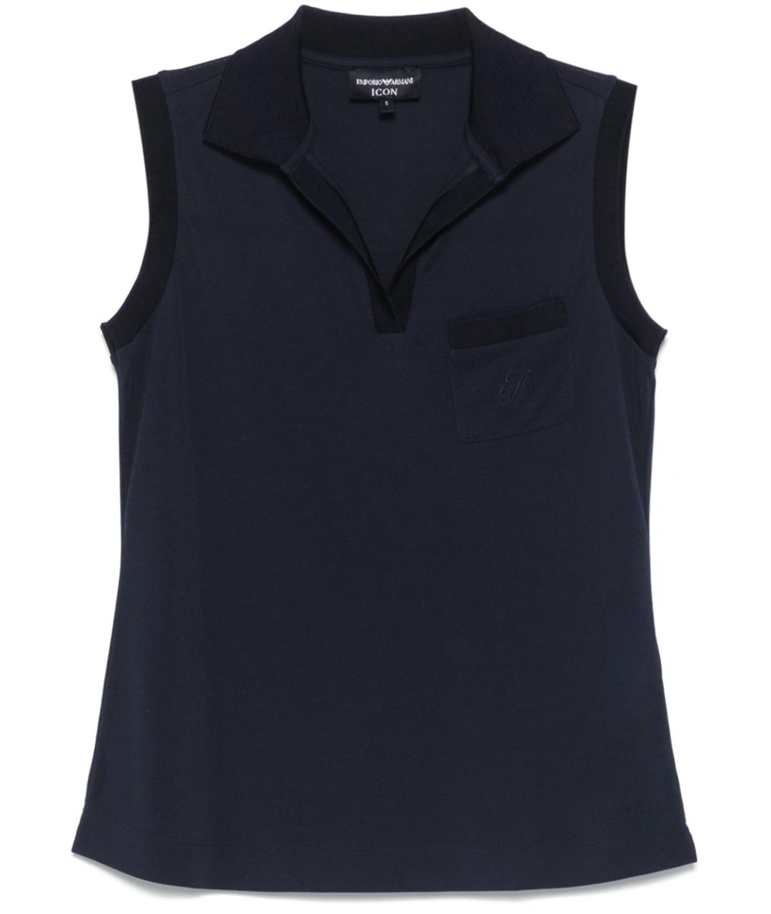 EMPORIO ARMANI Синяя полиэстеровая майка, фото 1