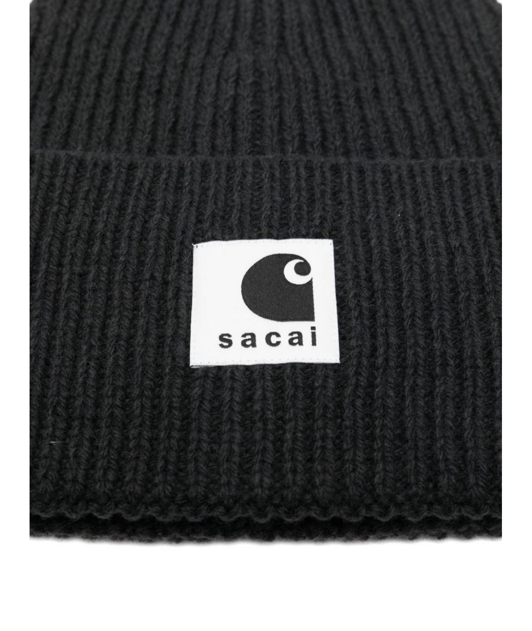 SACAI Черная шерстяная шапка, фото 3