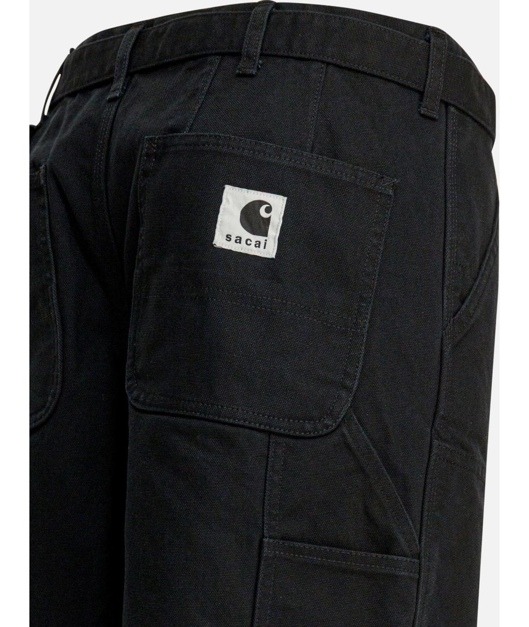 SACAI Черные хлопковые повседневные брюки, фото 3