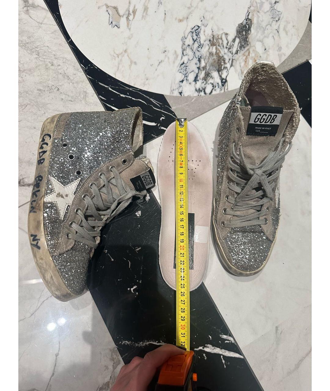 GOLDEN GOOSE DELUXE BRAND Серебряные текстильные кеды, фото 3