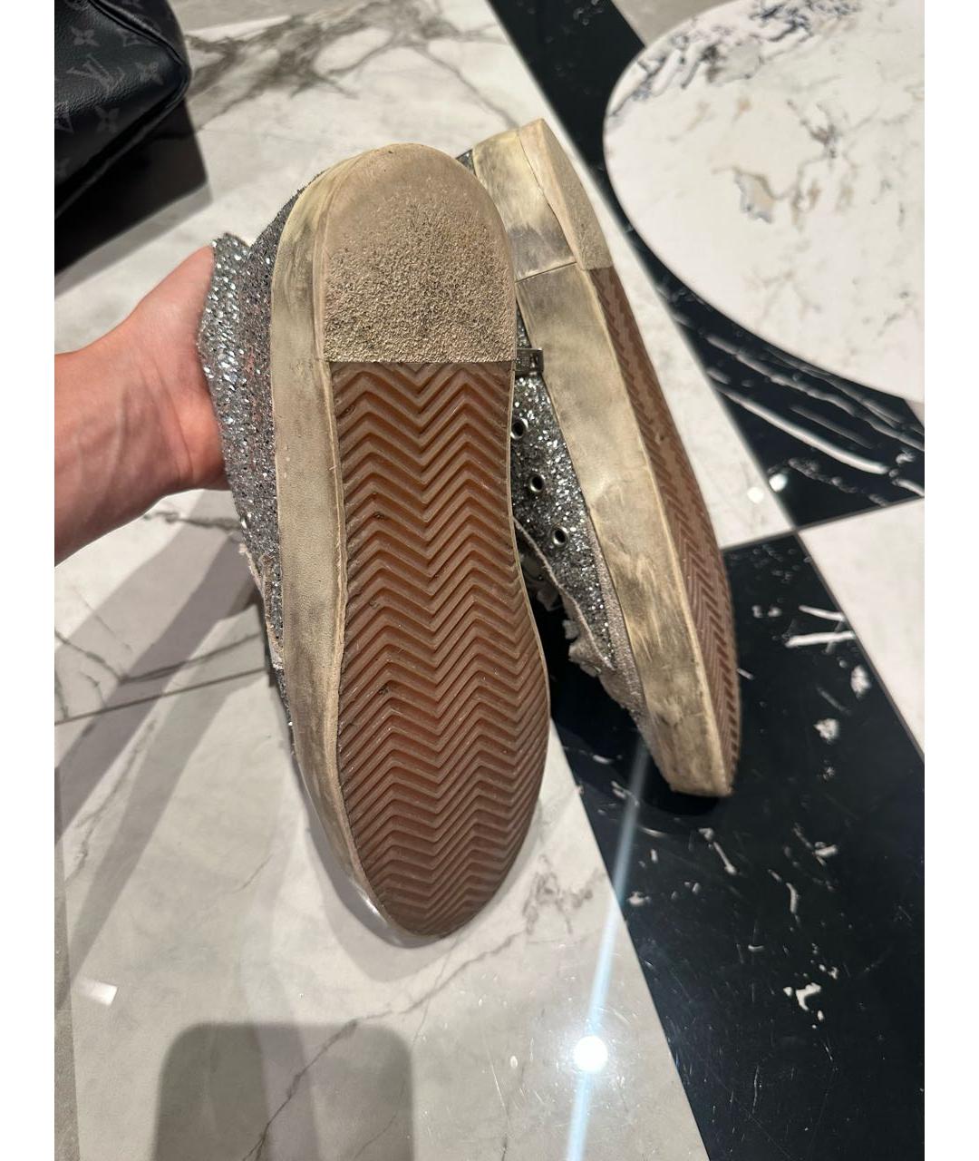 GOLDEN GOOSE DELUXE BRAND Серебряные текстильные кеды, фото 6