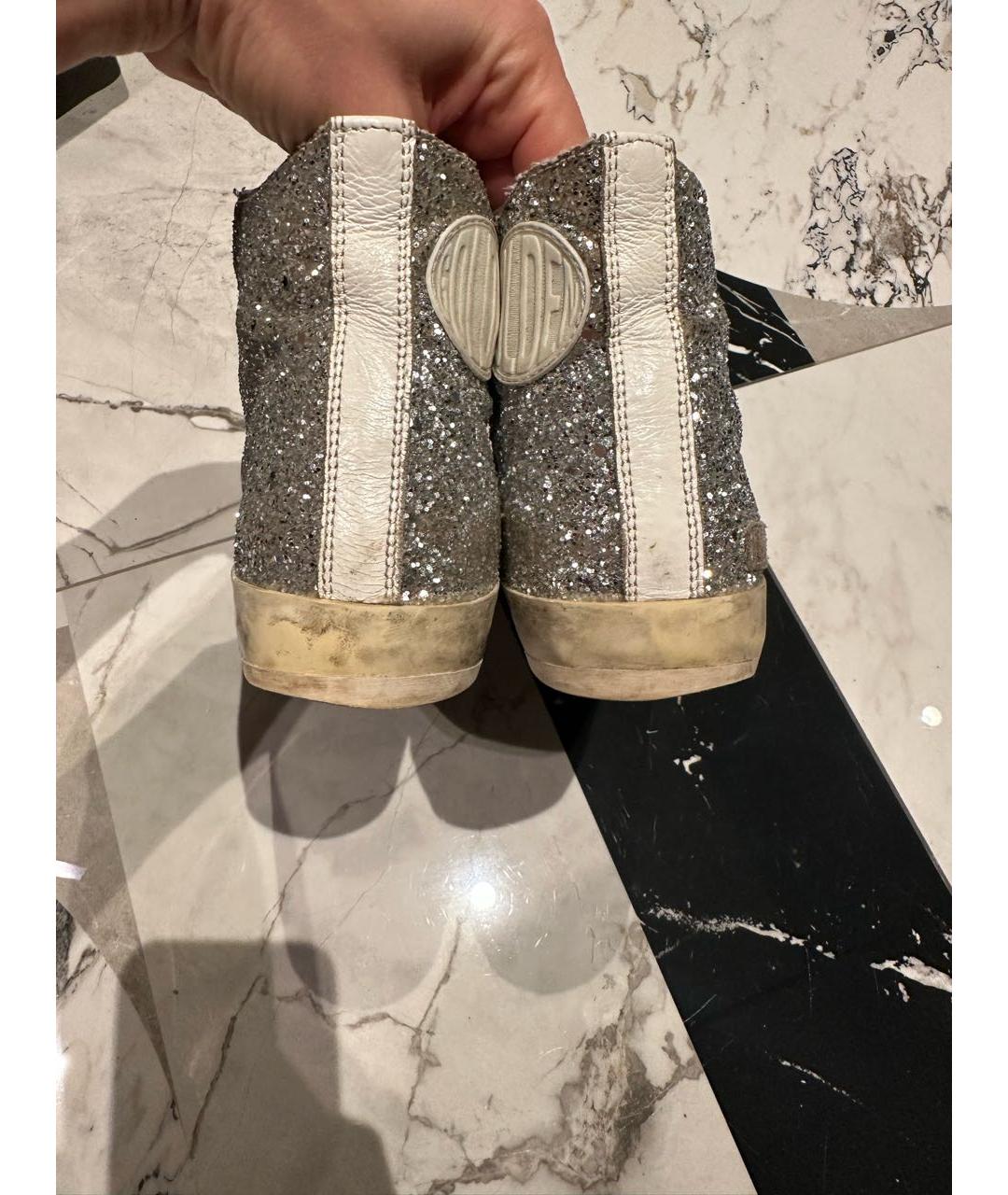 GOLDEN GOOSE DELUXE BRAND Серебряные текстильные кеды, фото 5