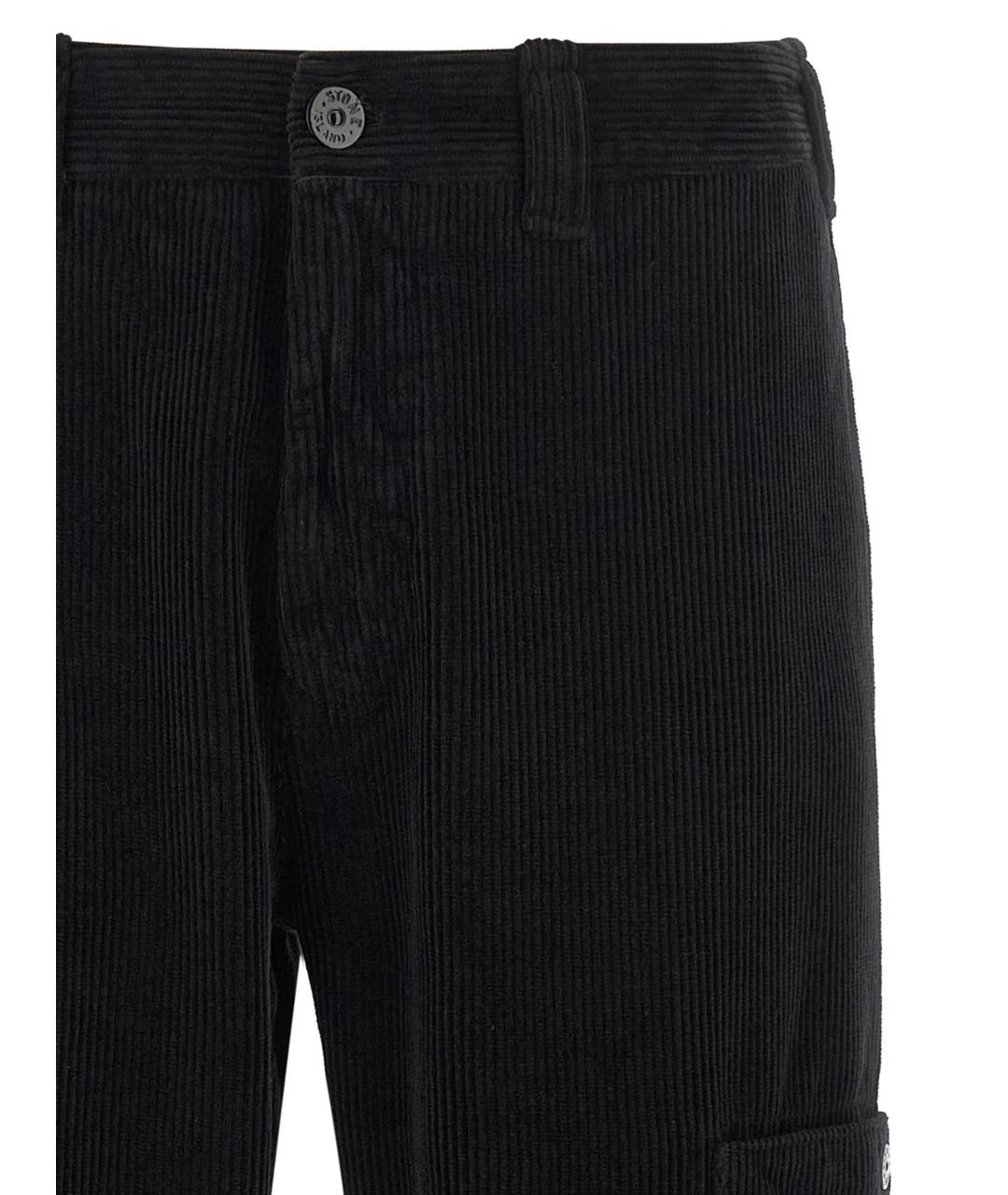 STONE ISLAND Черные хлопковые повседневные брюки, фото 3