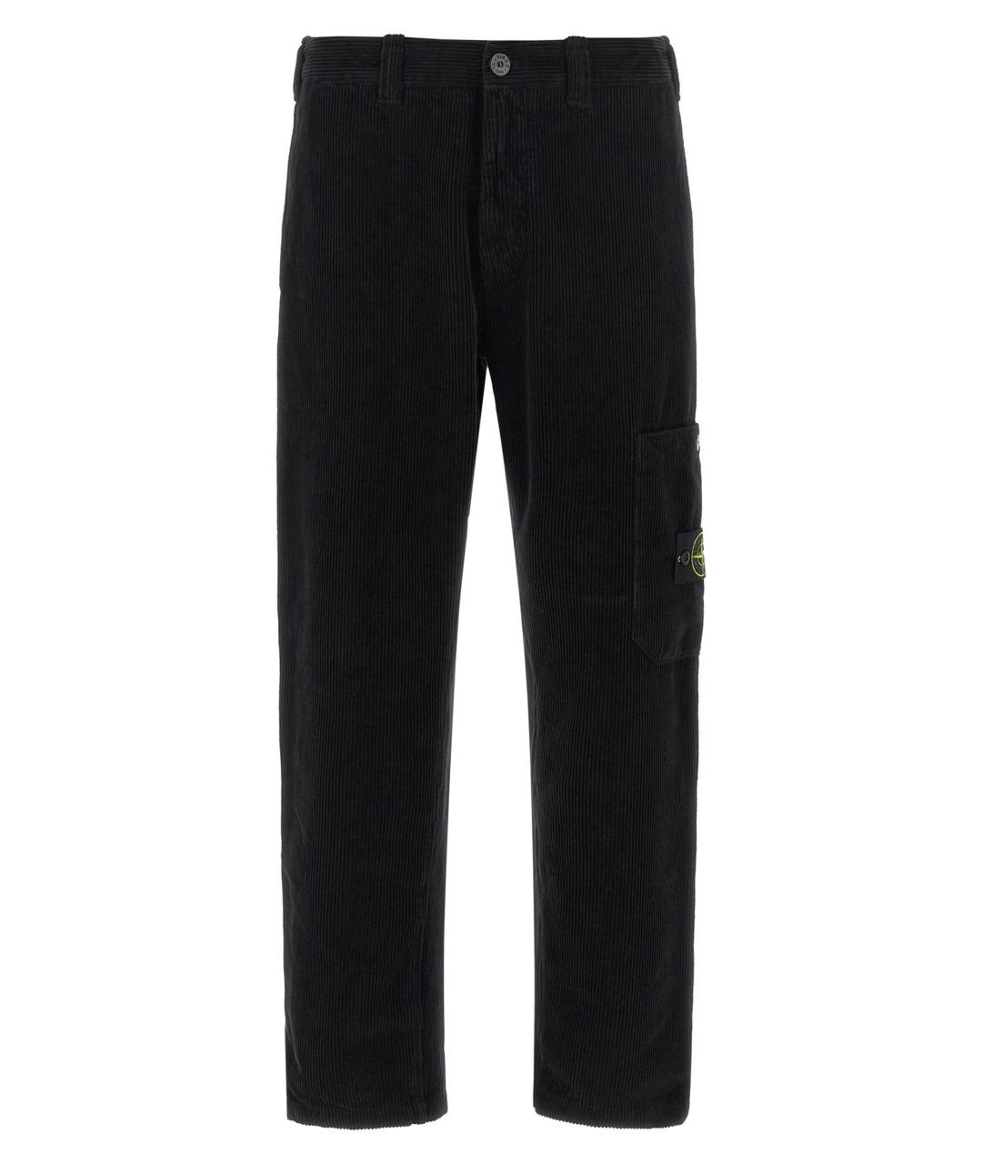STONE ISLAND Черные хлопковые повседневные брюки, фото 1