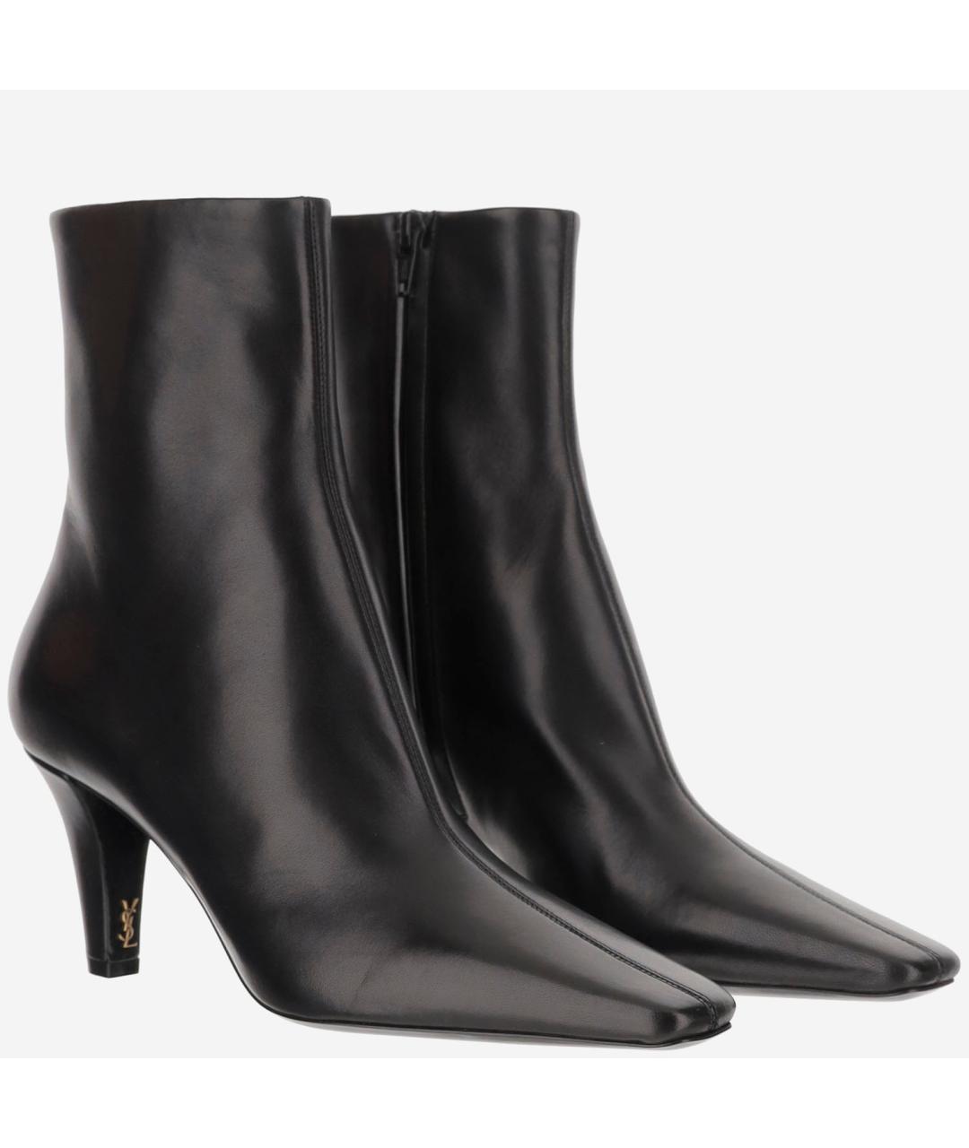 SAINT LAURENT Черные кожаные ботильоны, фото 2