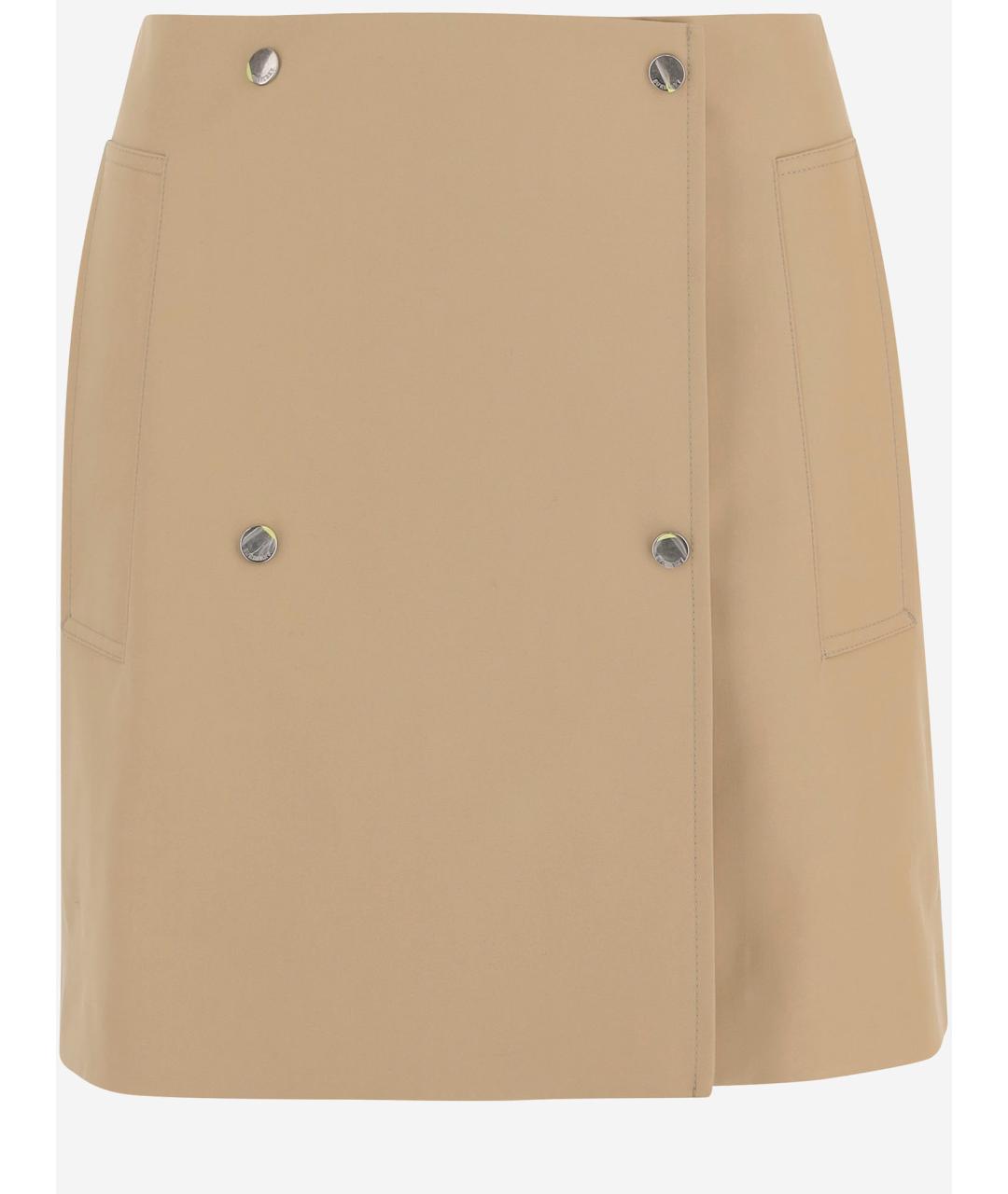 BURBERRY Бежевая хлопковая юбка мини, фото 4