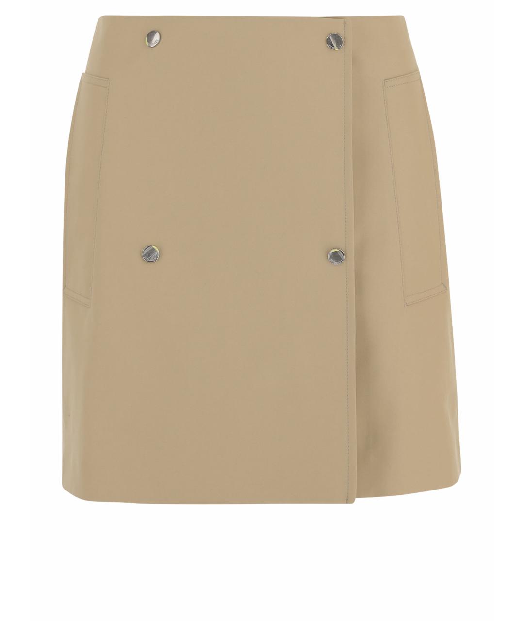 BURBERRY Бежевая хлопковая юбка мини, фото 1