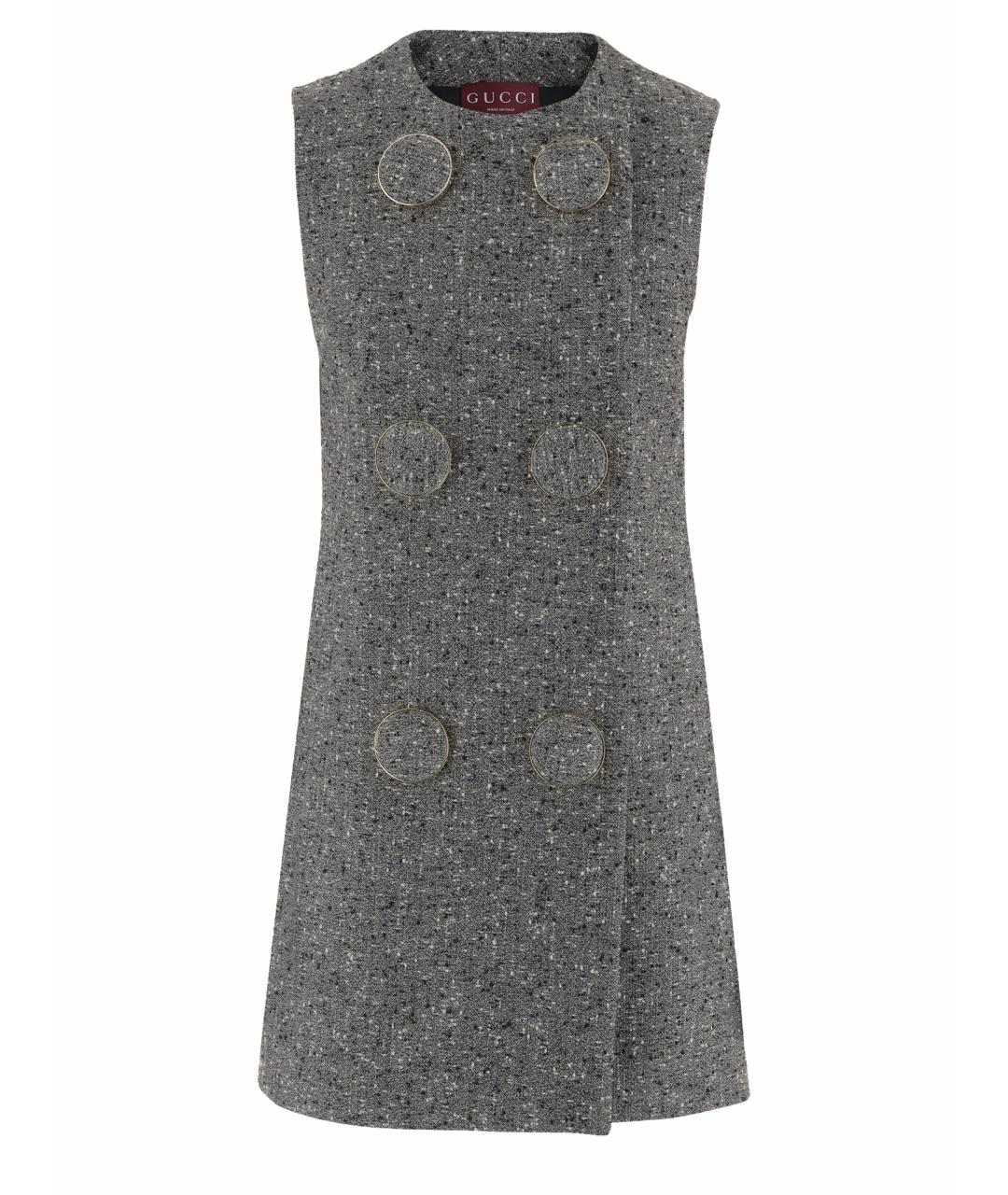 GUCCI Серое шерстяное повседневное платье, фото 1