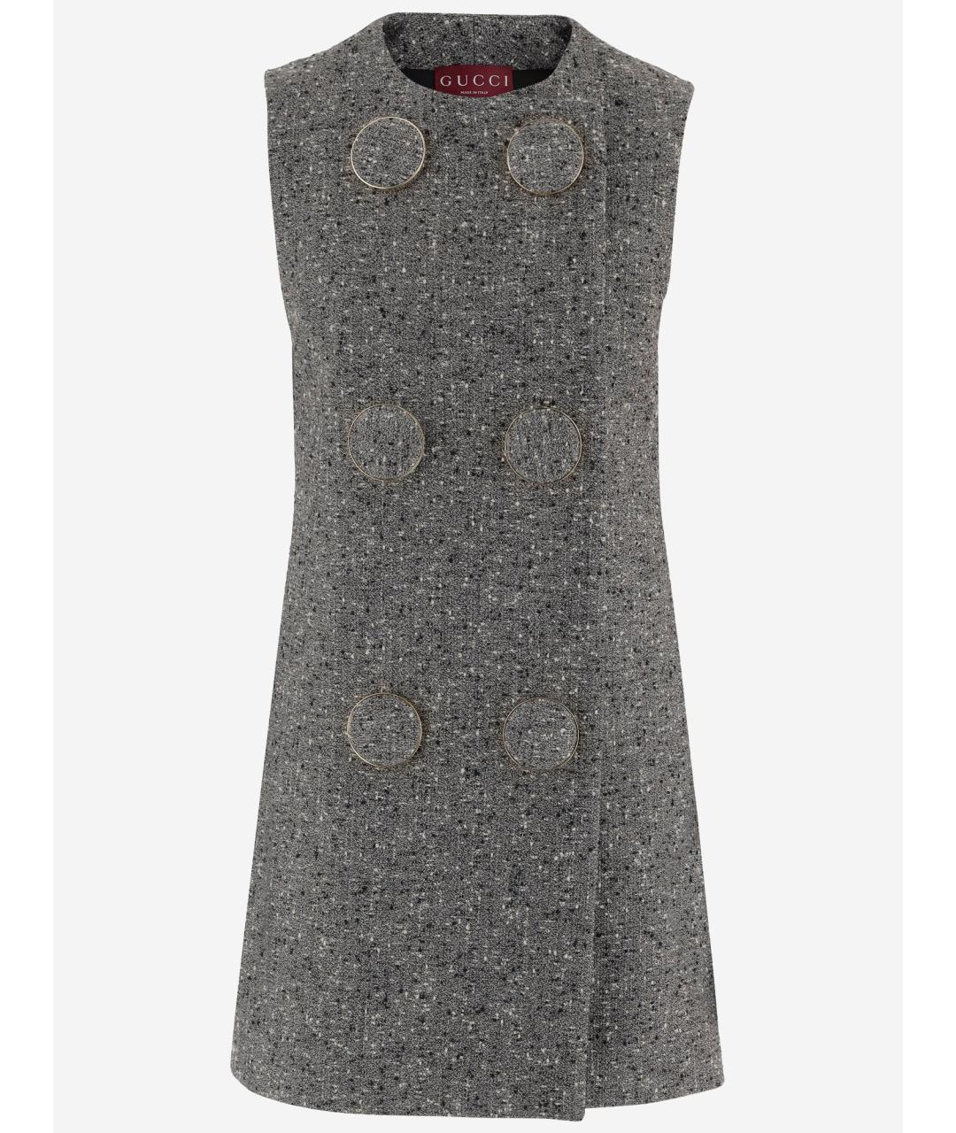 GUCCI Серое шерстяное повседневное платье, фото 4