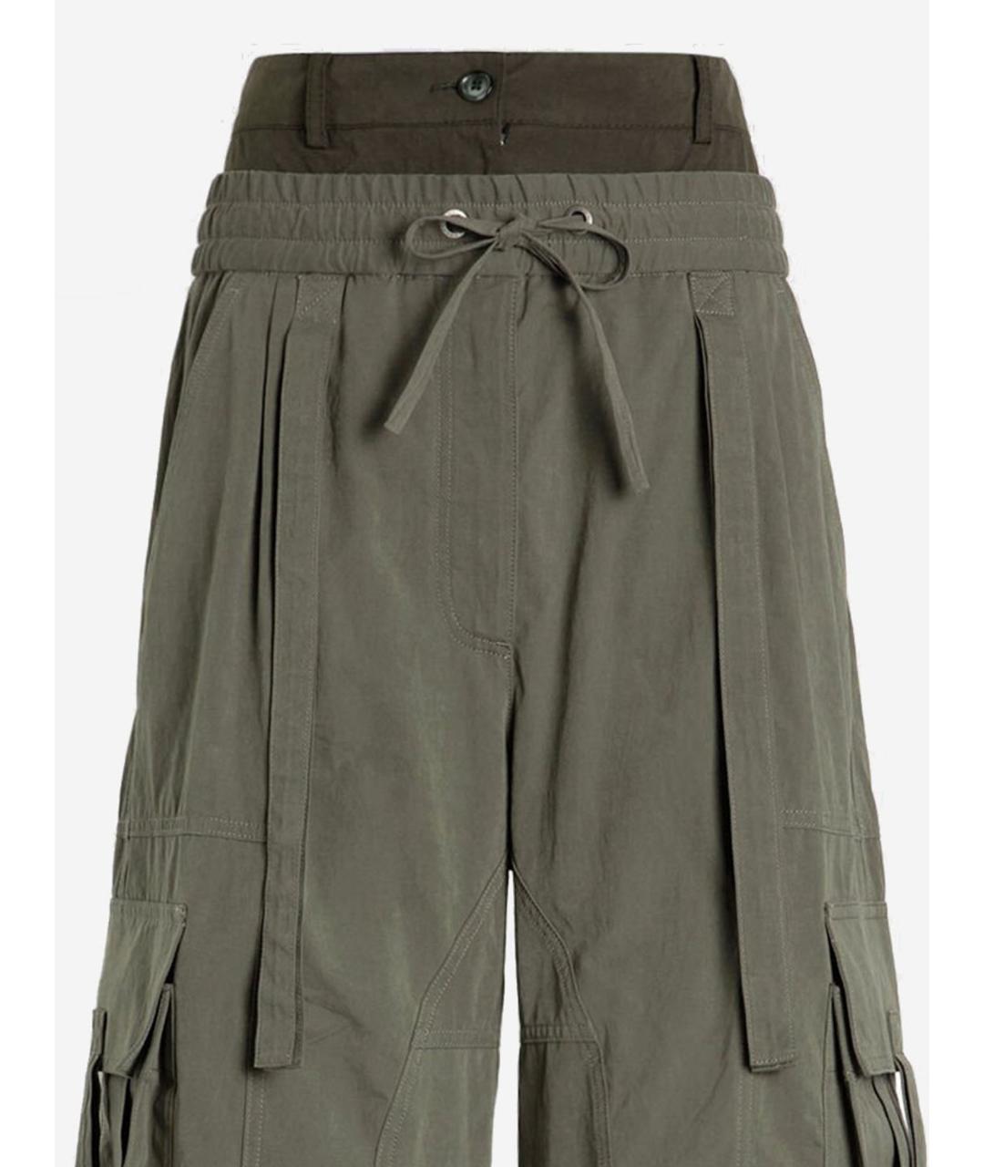 DOLCE&GABBANA Зеленые хлопковые прямые брюки, фото 3