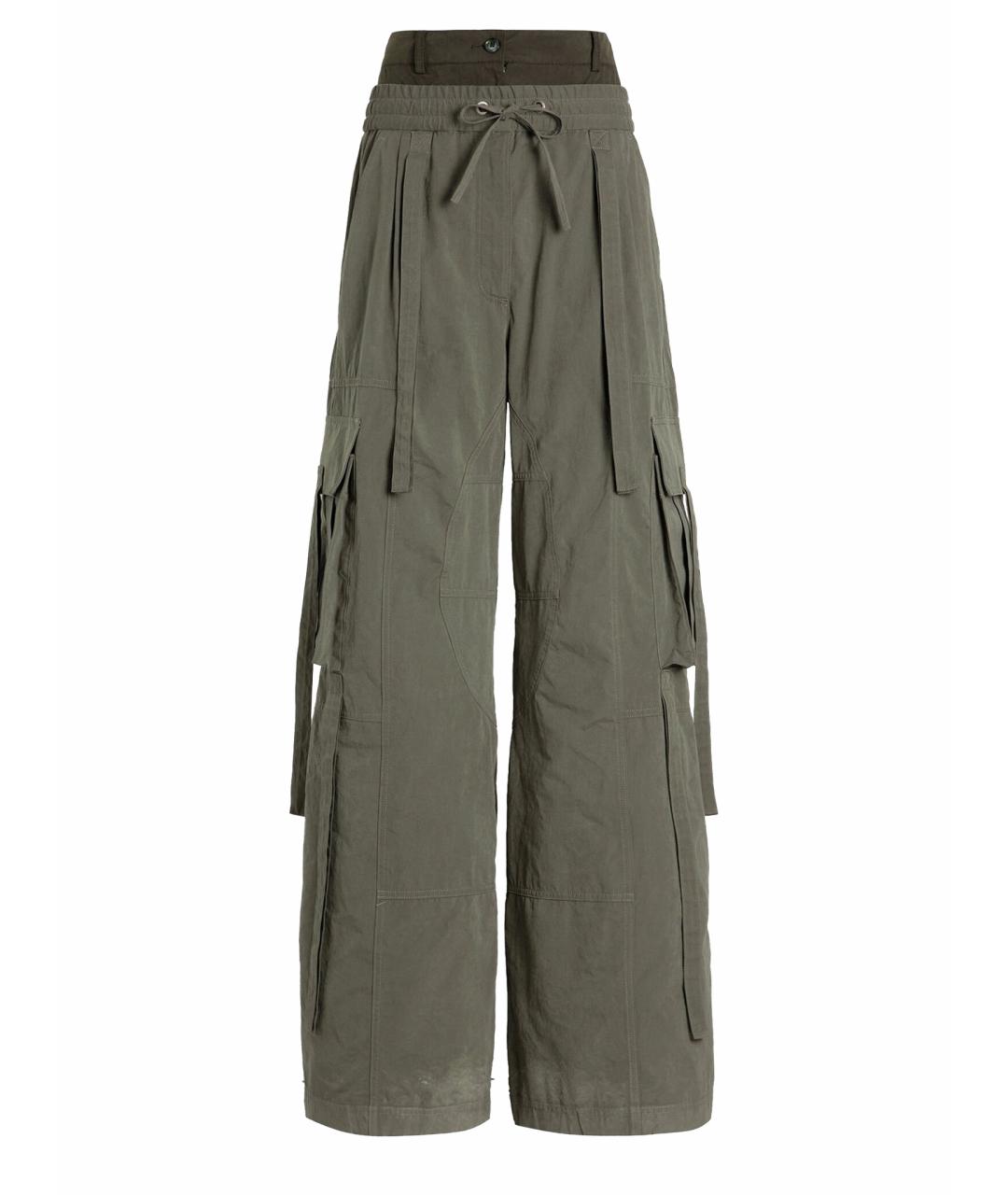 DOLCE&GABBANA Зеленые хлопковые прямые брюки, фото 1