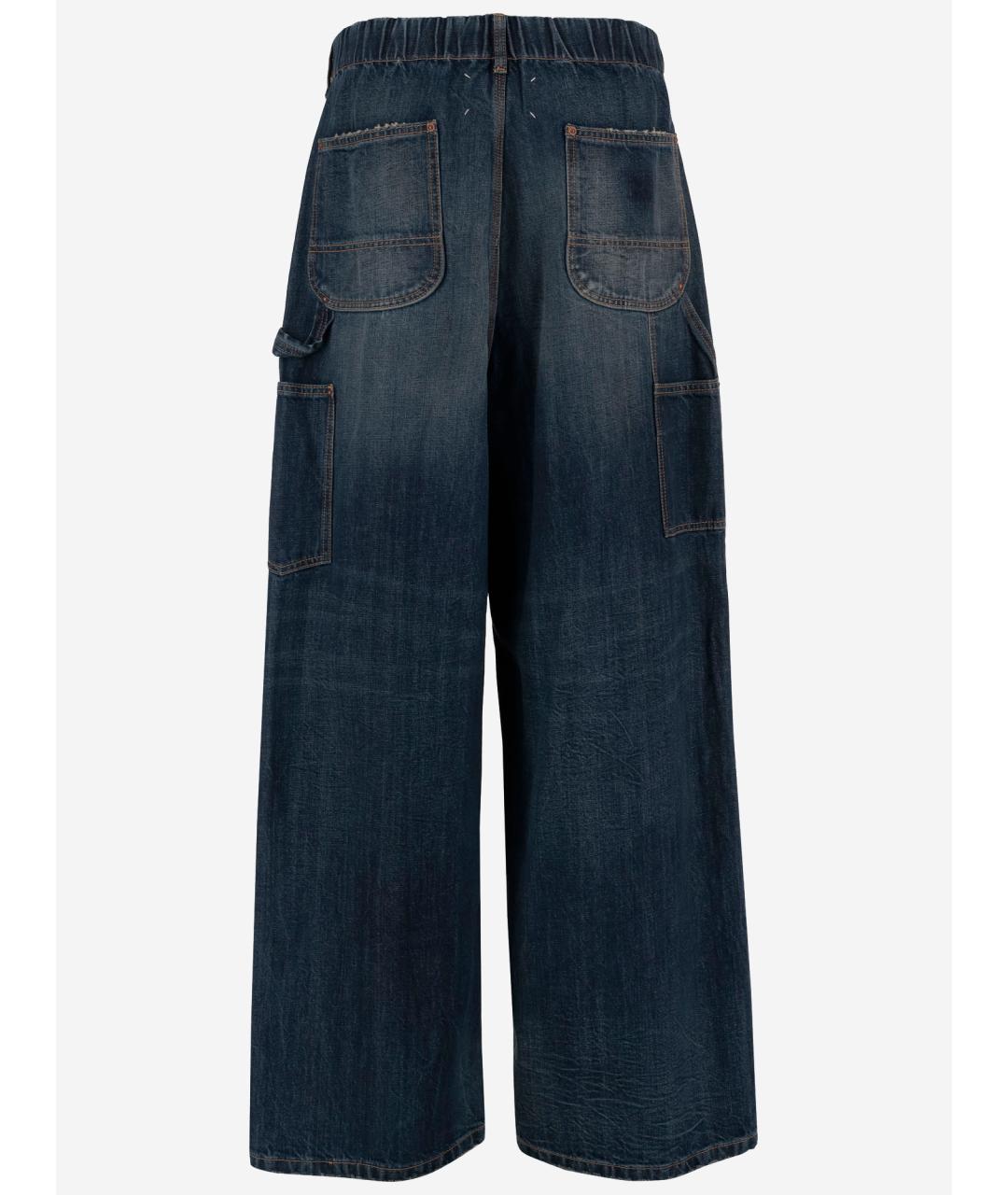 MAISON MARGIELA Синие хлопковые повседневные брюки, фото 2