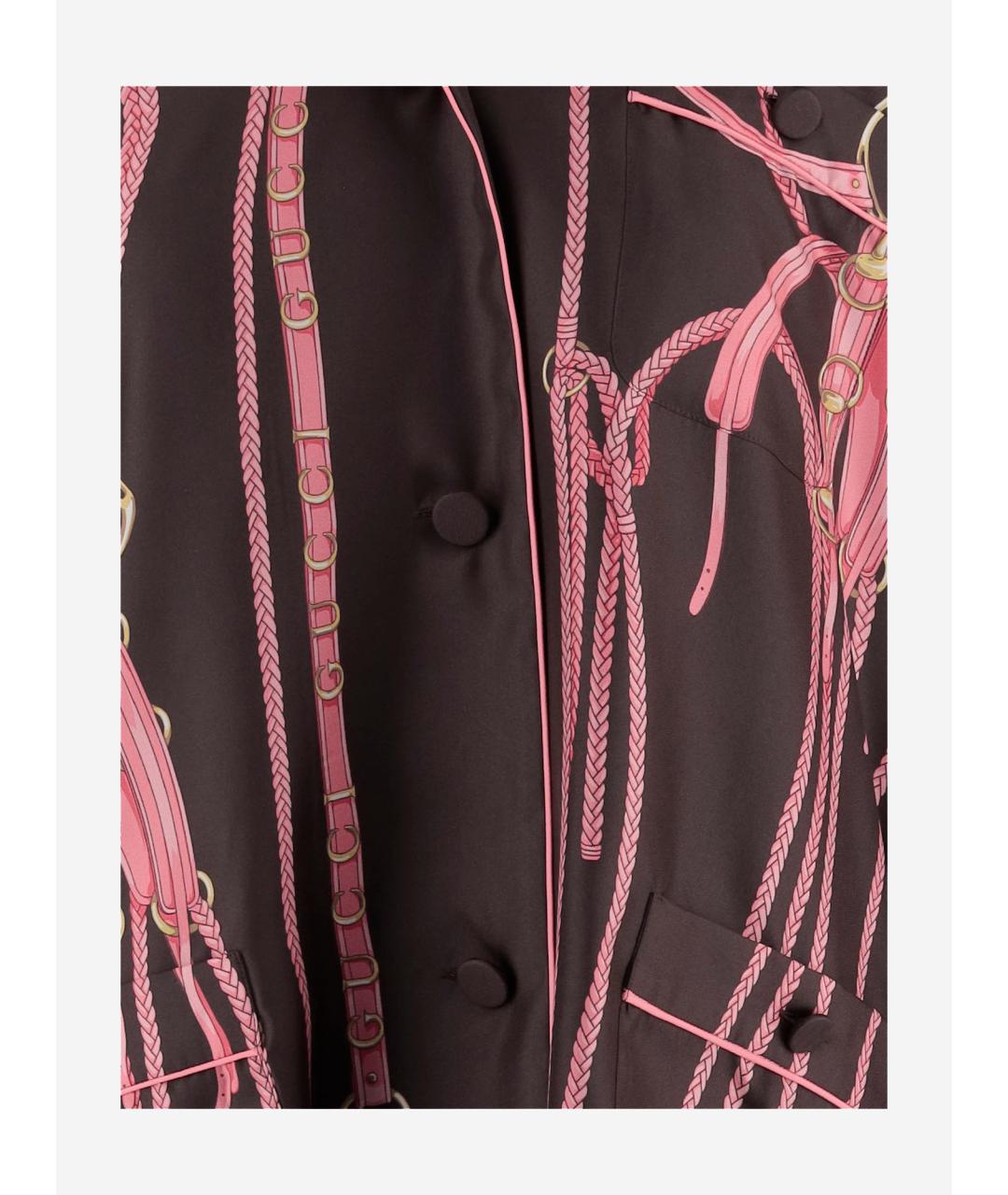 GUCCI Коричневая шелковая рубашка, фото 3
