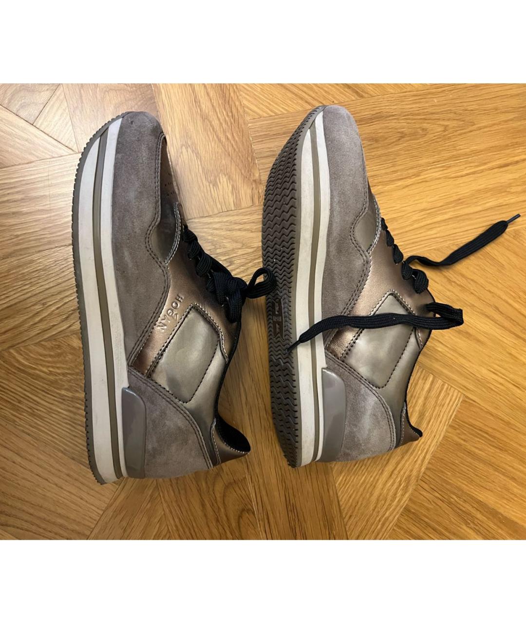 HOGAN Коричневые кожаные кроссовки, фото 4