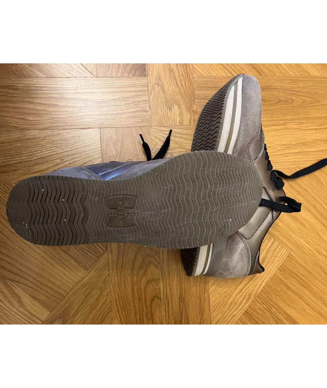 HOGAN Коричневые кожаные кроссовки, фото 2