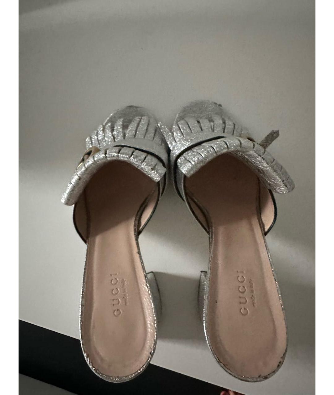 GUCCI Серебряные кожаные босоножки, фото 2