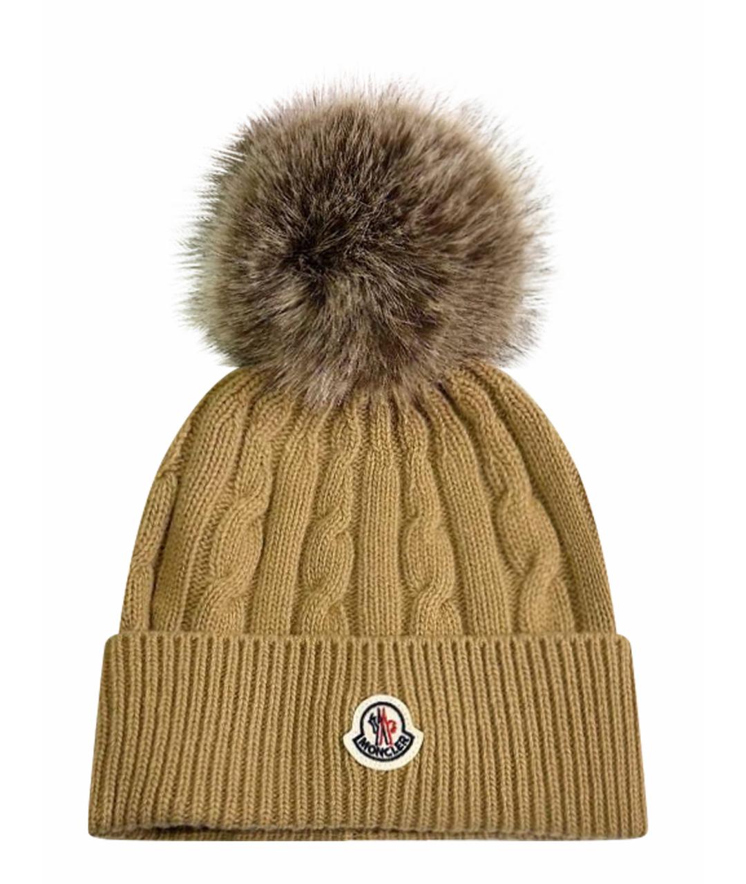 MONCLER Бежевая шапка, фото 1