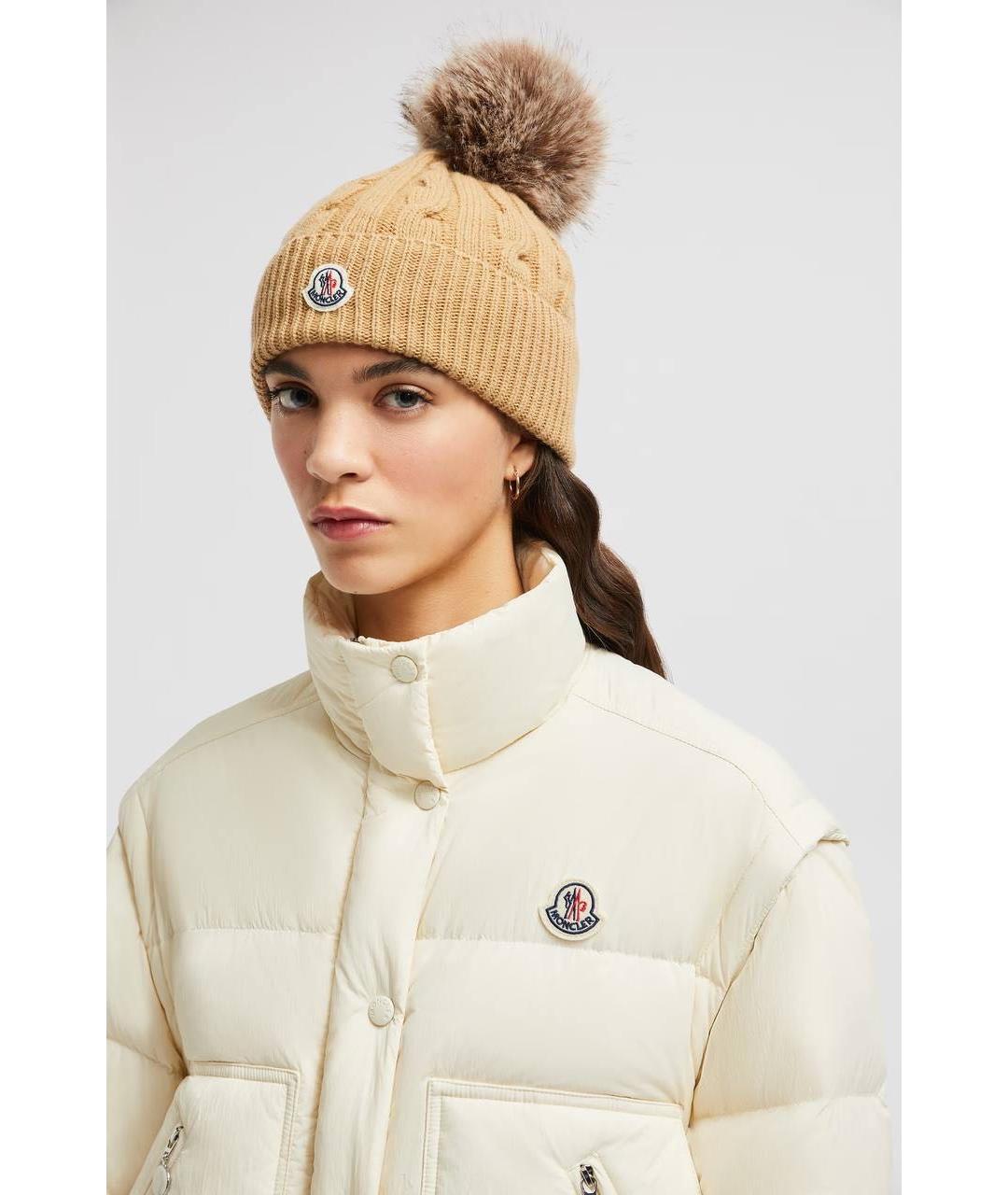 MONCLER Бежевая шапка, фото 3