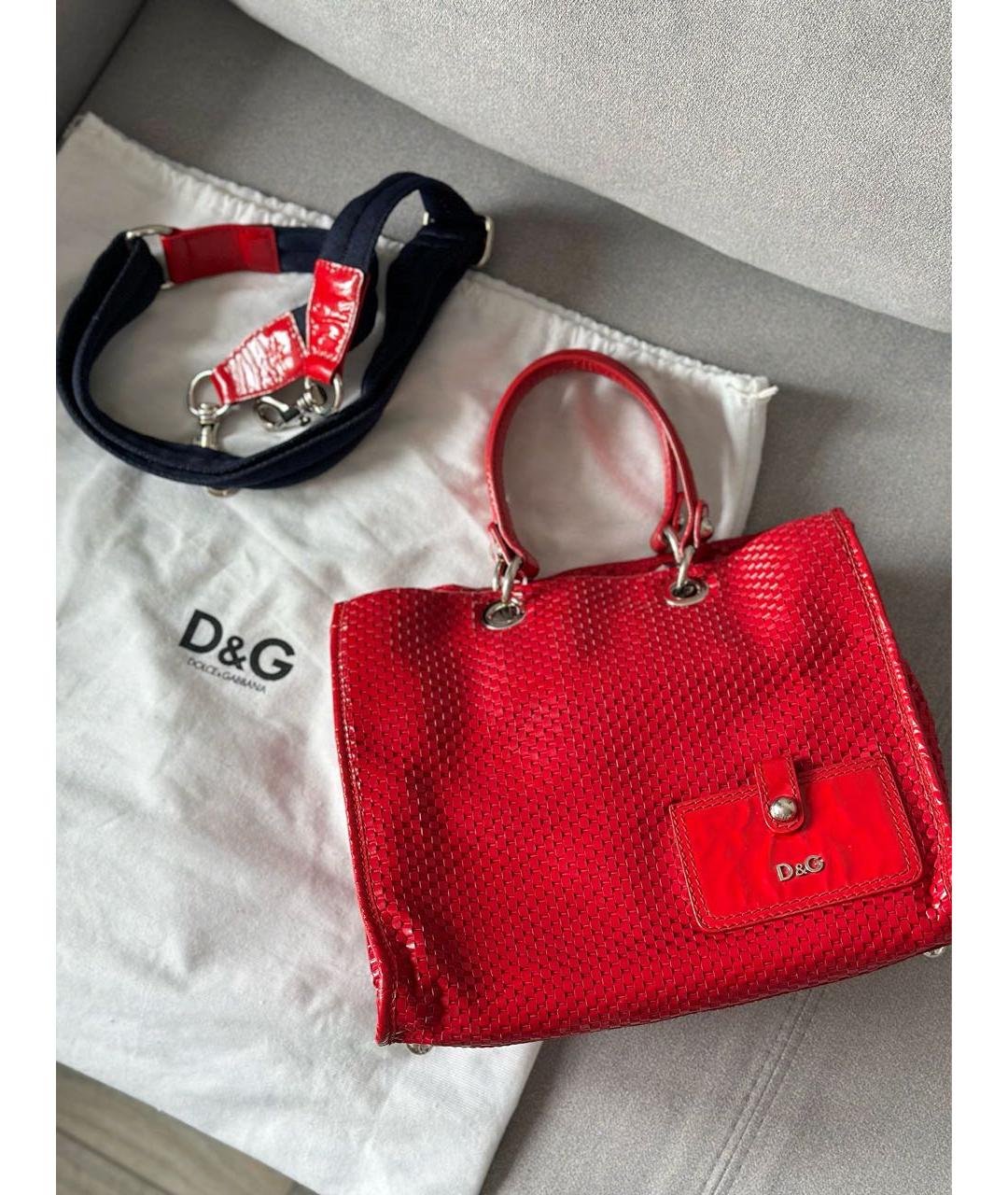 DOLCE&GABBANA Красная кожаная сумка тоут, фото 2