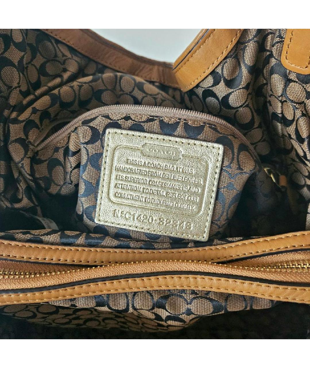 COACH Коричневая кожаная сумка через плечо, фото 4