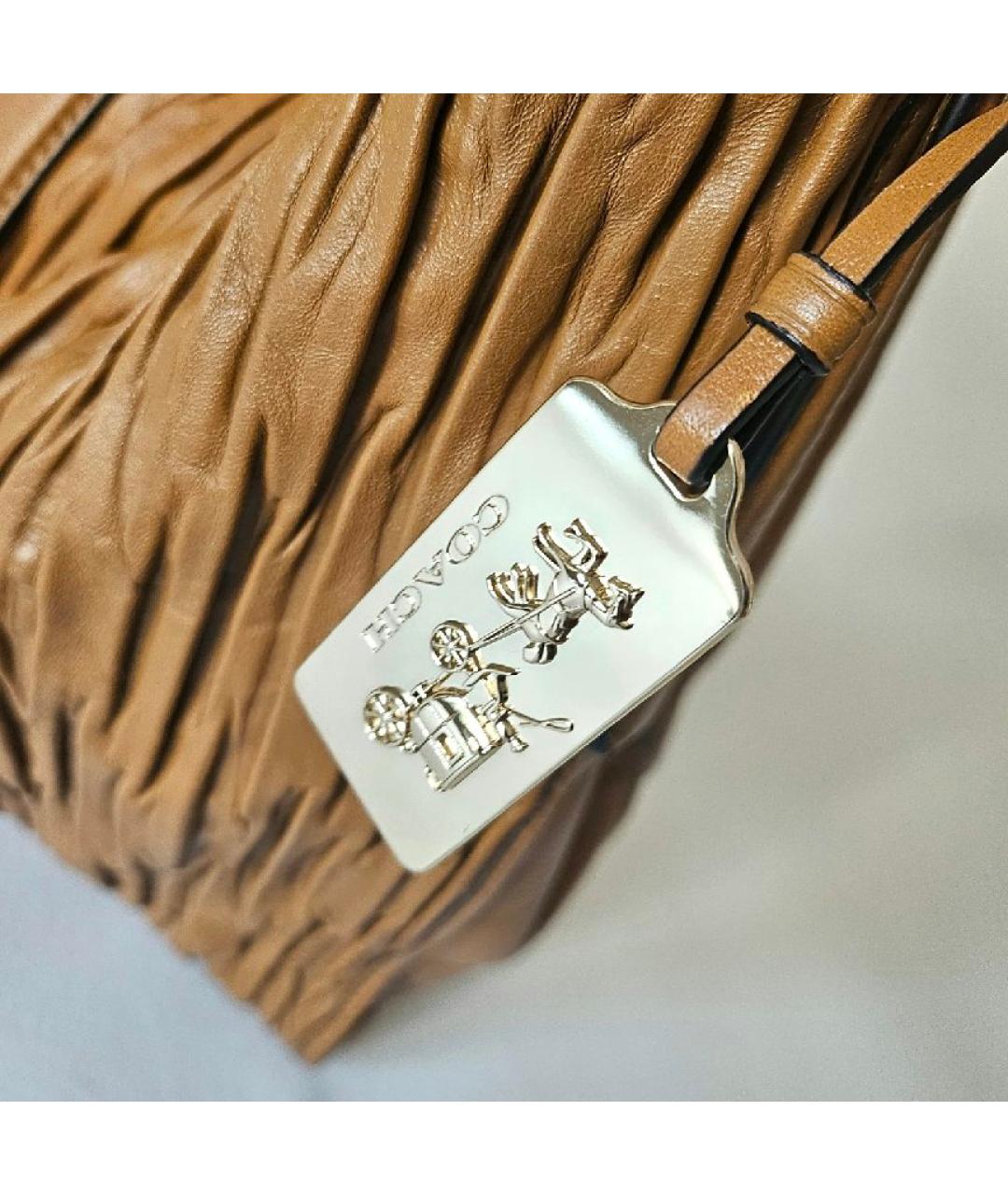 COACH Коричневая кожаная сумка через плечо, фото 3