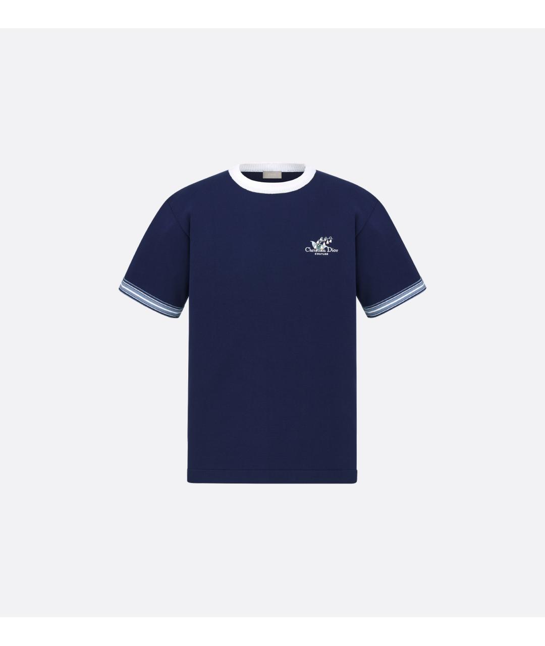 CHRISTIAN DIOR Синяя хлопковая футболка, фото 4