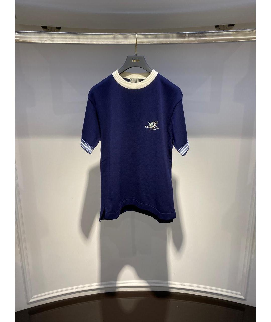 CHRISTIAN DIOR Синяя хлопковая футболка, фото 2