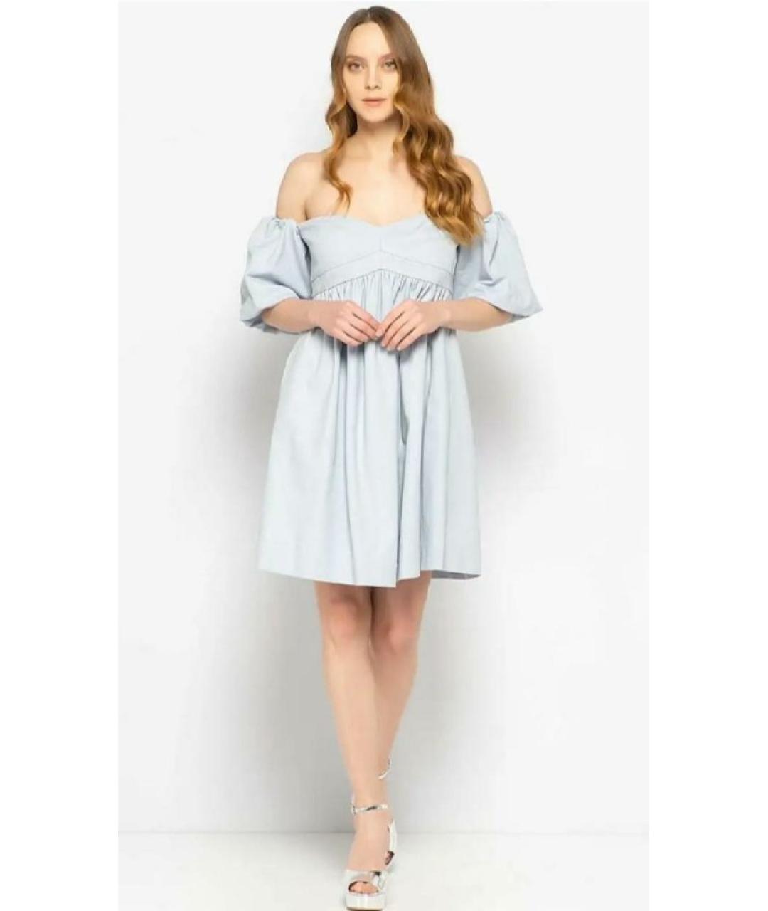 PINKO Голубое хлопко-эластановое повседневное платье, фото 2