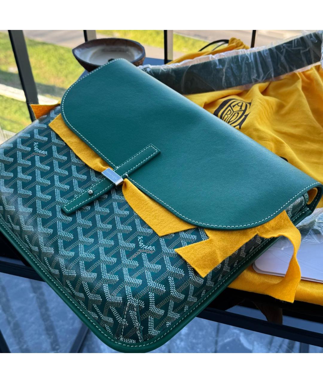 GOYARD Зеленая кожаная сумка на плечо, фото 5