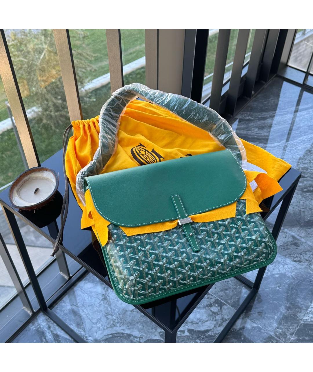 GOYARD Зеленая кожаная сумка на плечо, фото 2