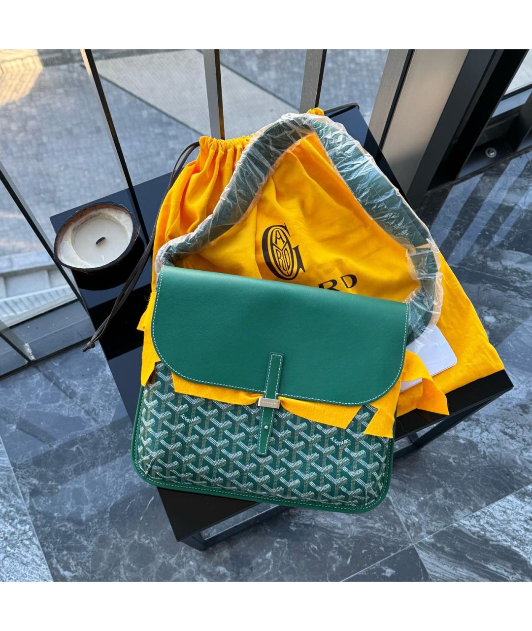 GOYARD Зеленая кожаная сумка на плечо, фото 4