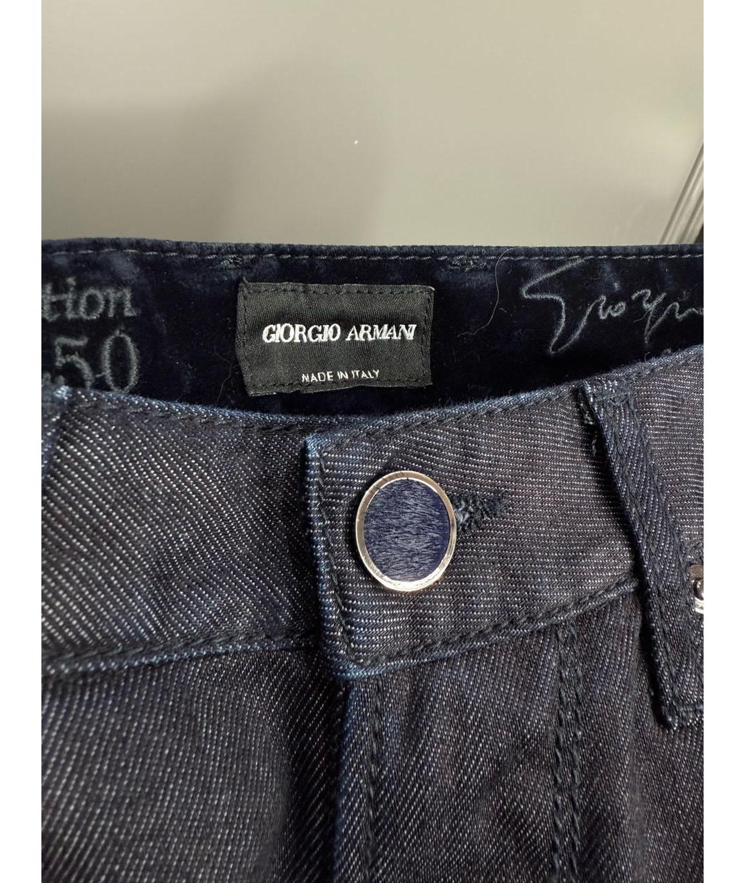 GIORGIO ARMANI Темно-синие хлопко-эластановые джинсы, фото 3