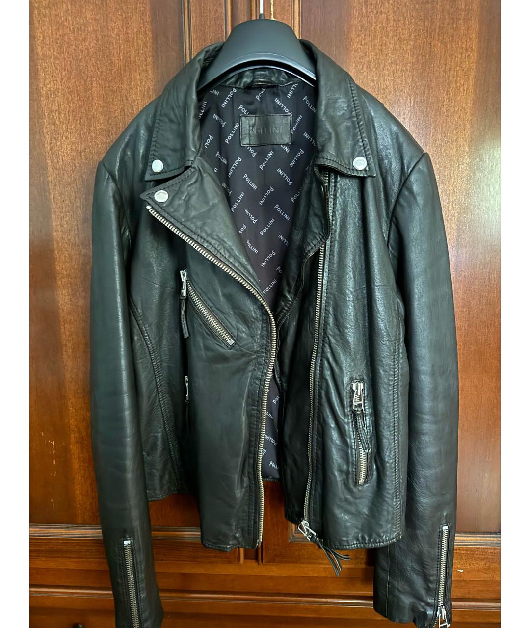 POLLINI Коричневая кожаная куртка, фото 5