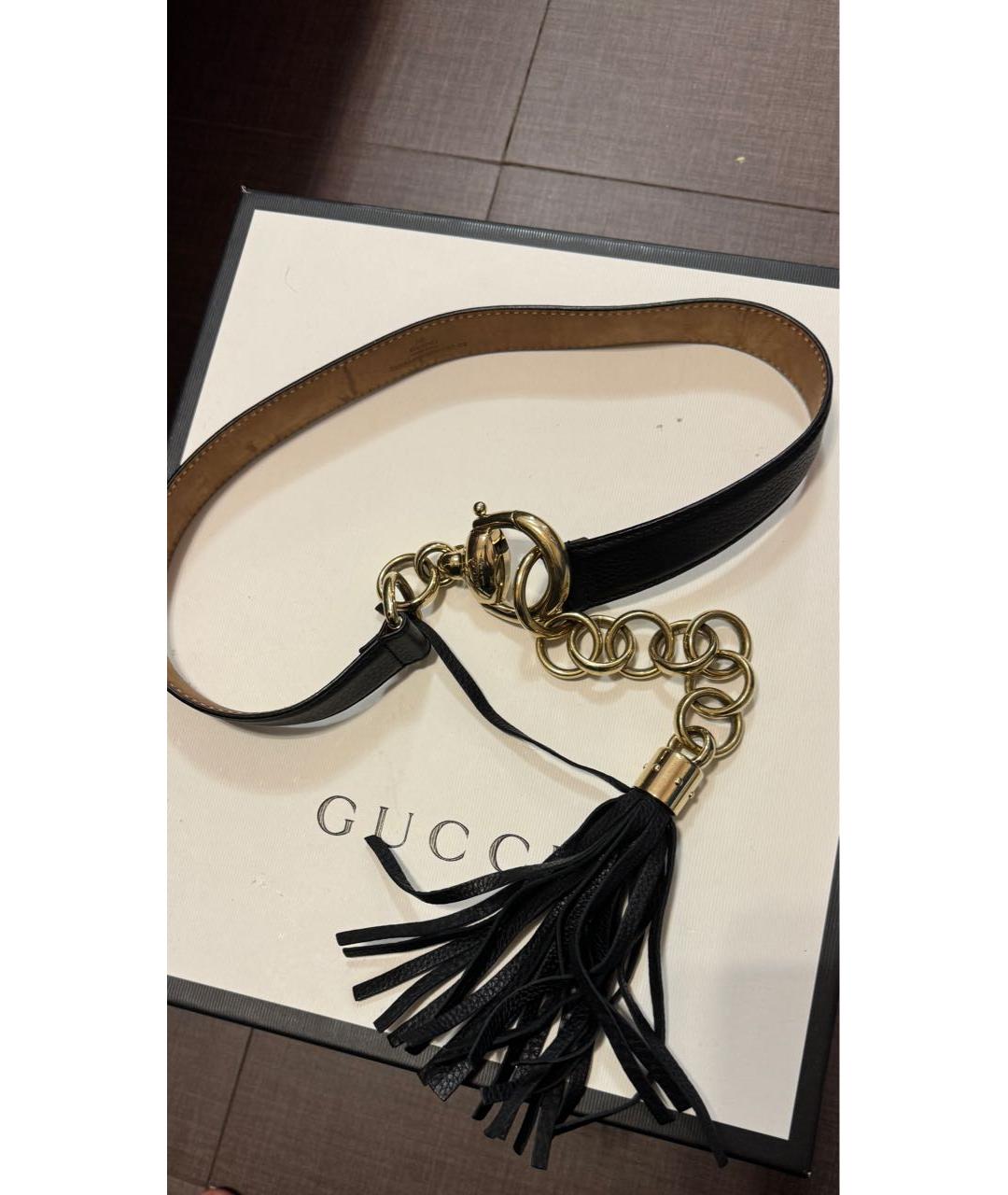 GUCCI Черный кожаный ремень, фото 4