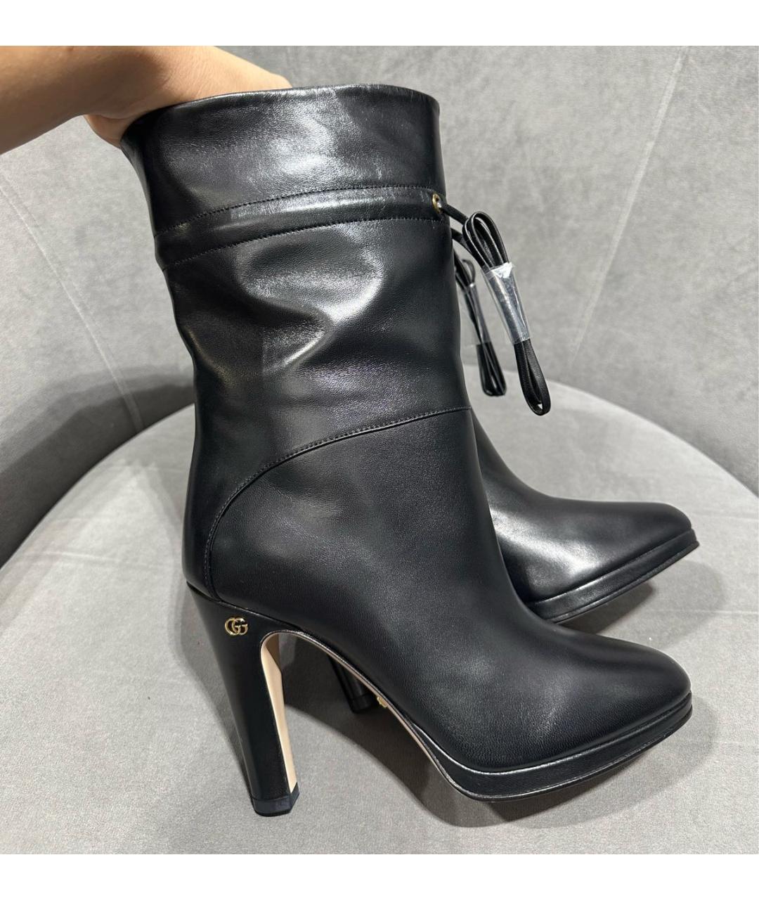 GUCCI Черные кожаные ботильоны, фото 3
