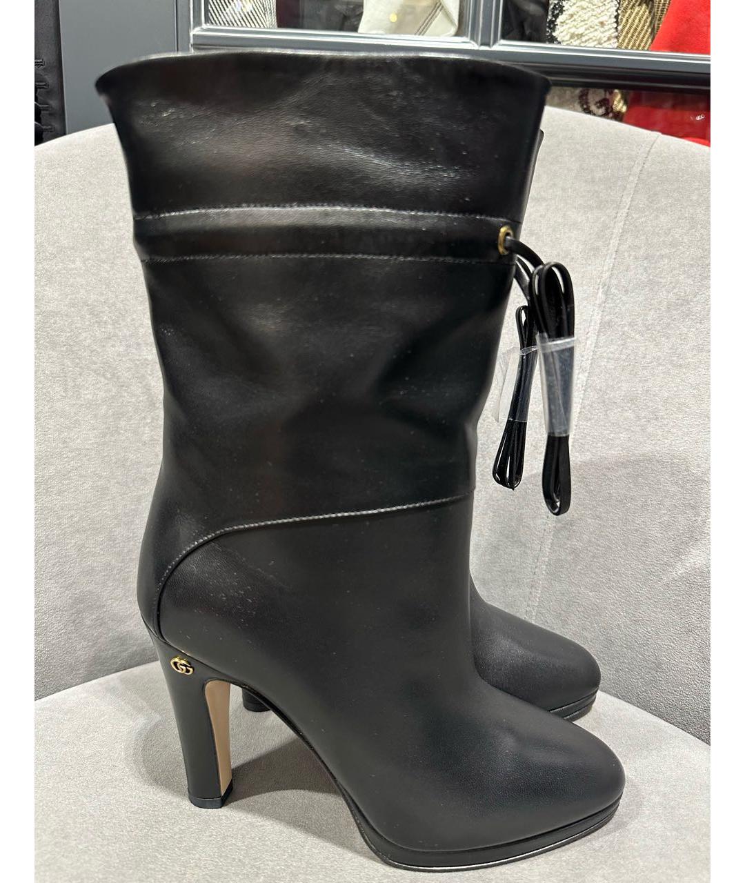GUCCI Черные кожаные ботильоны, фото 6