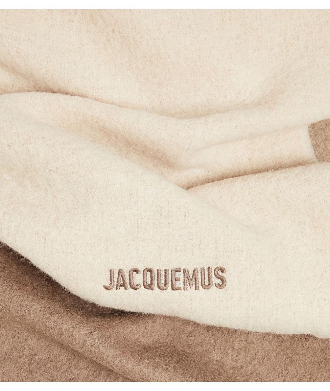 JACQUEMUS Бежевый шерстяной шарф, фото 4