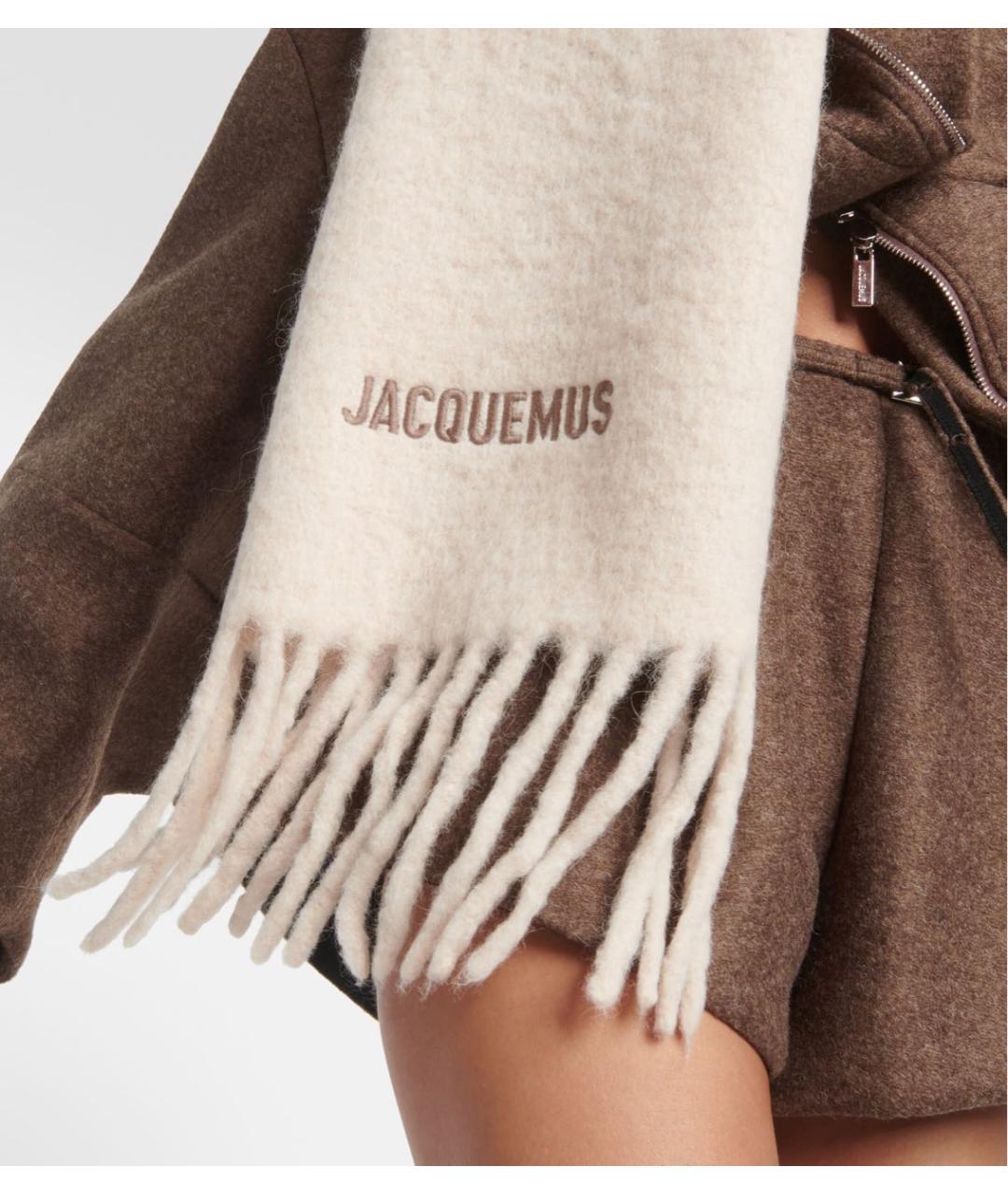 JACQUEMUS Бежевый шерстяной шарф, фото 3