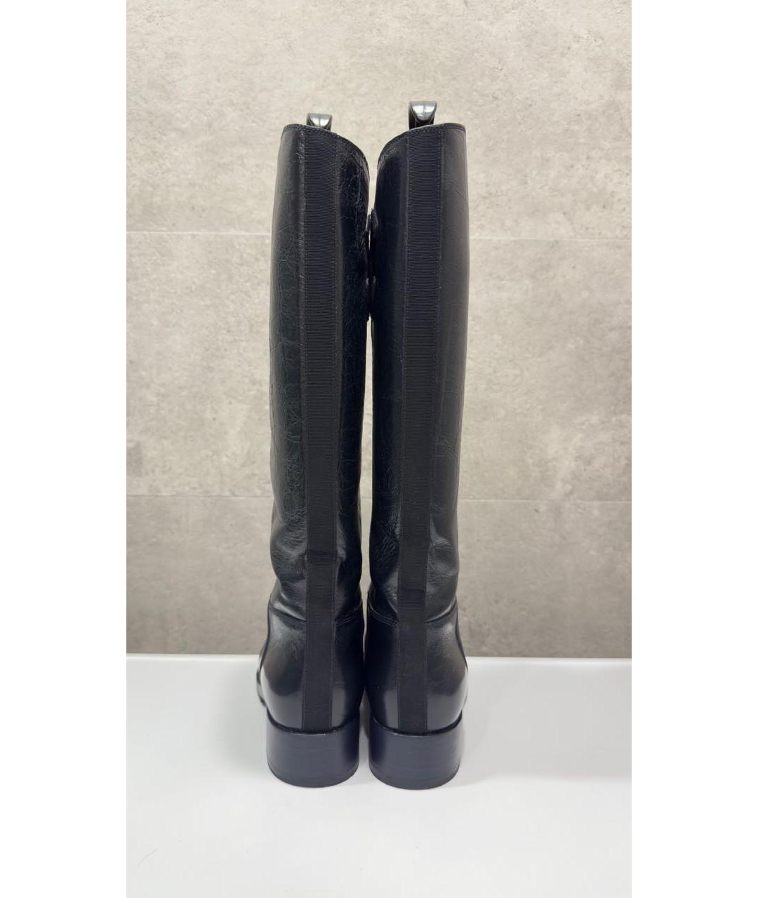 CHANEL Темно-синие кожаные сапоги, фото 4